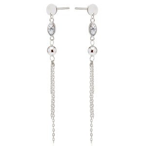 Cercei lungi argint cu pietre si lantisoare DiAmanti Z2040ER_W-DIA (Argint 925‰ 2,3 g.)